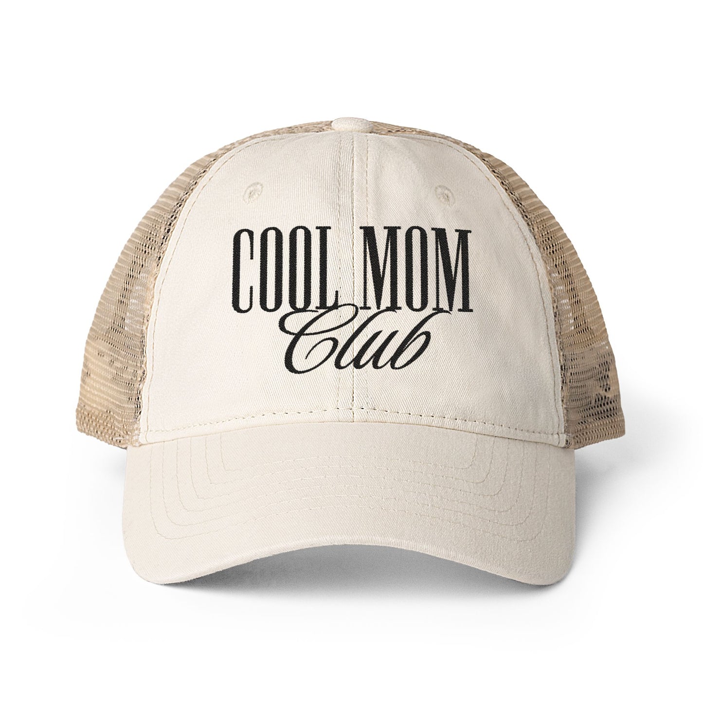 Embroidered Cool Mom Club Washed Mesh-Back Cap with Longhorn Print