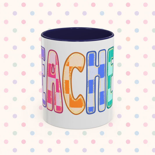 Teacher Rainbow Checker Accent Coffee Mug