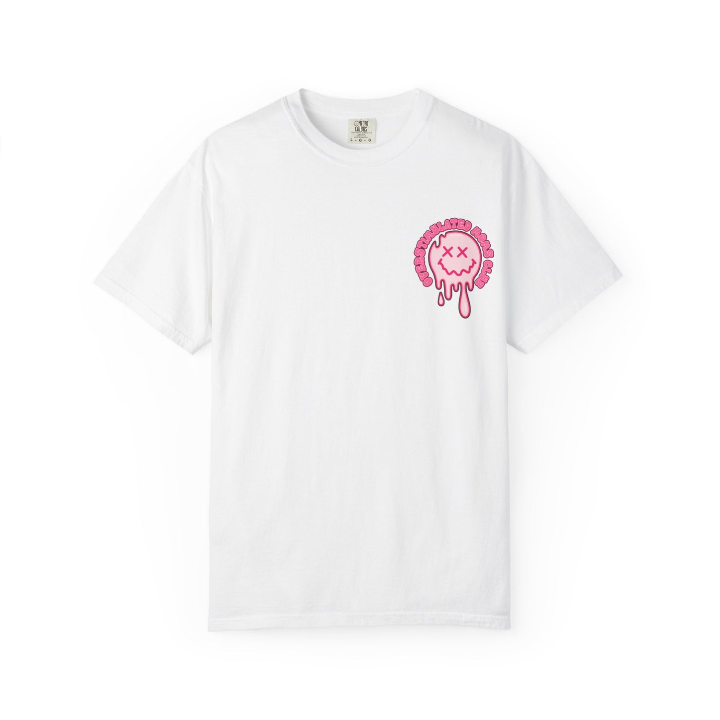 Overstimulated Moms Club T-Shirt — Pink Drip Leopard Graphic Tee