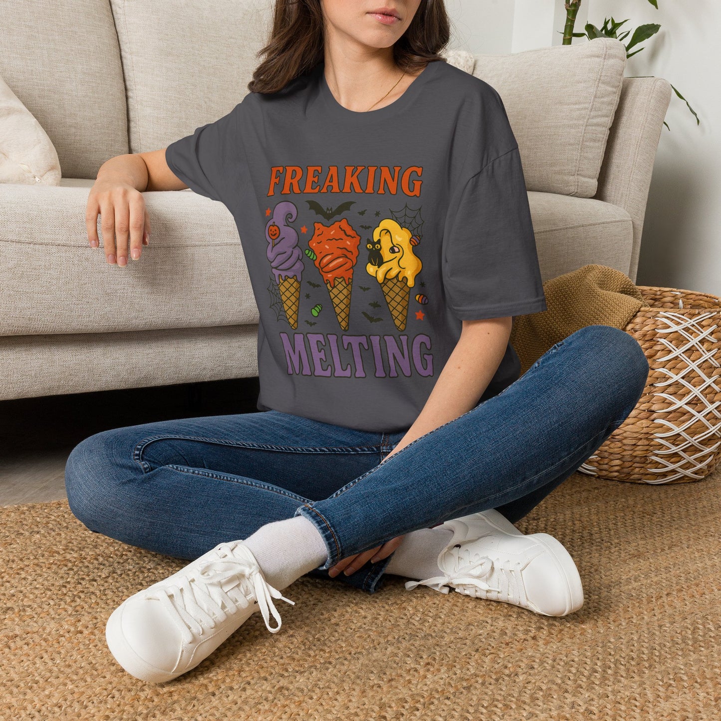 Halloween 'Freaking Melting' Ice Cream Tee — Spooky Cute Summerween Graphic T-Shirt