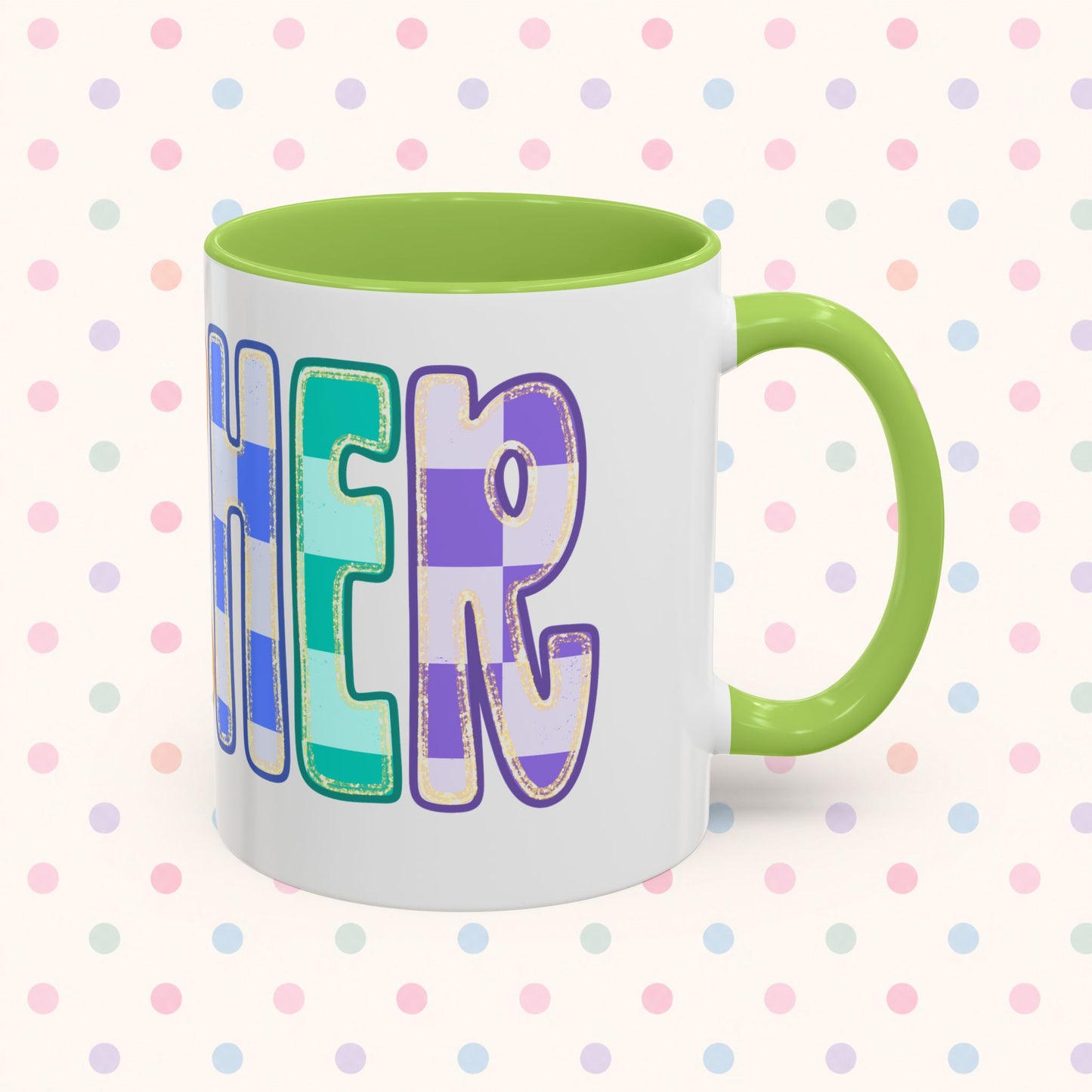Teacher Rainbow Checker Accent Coffee Mug