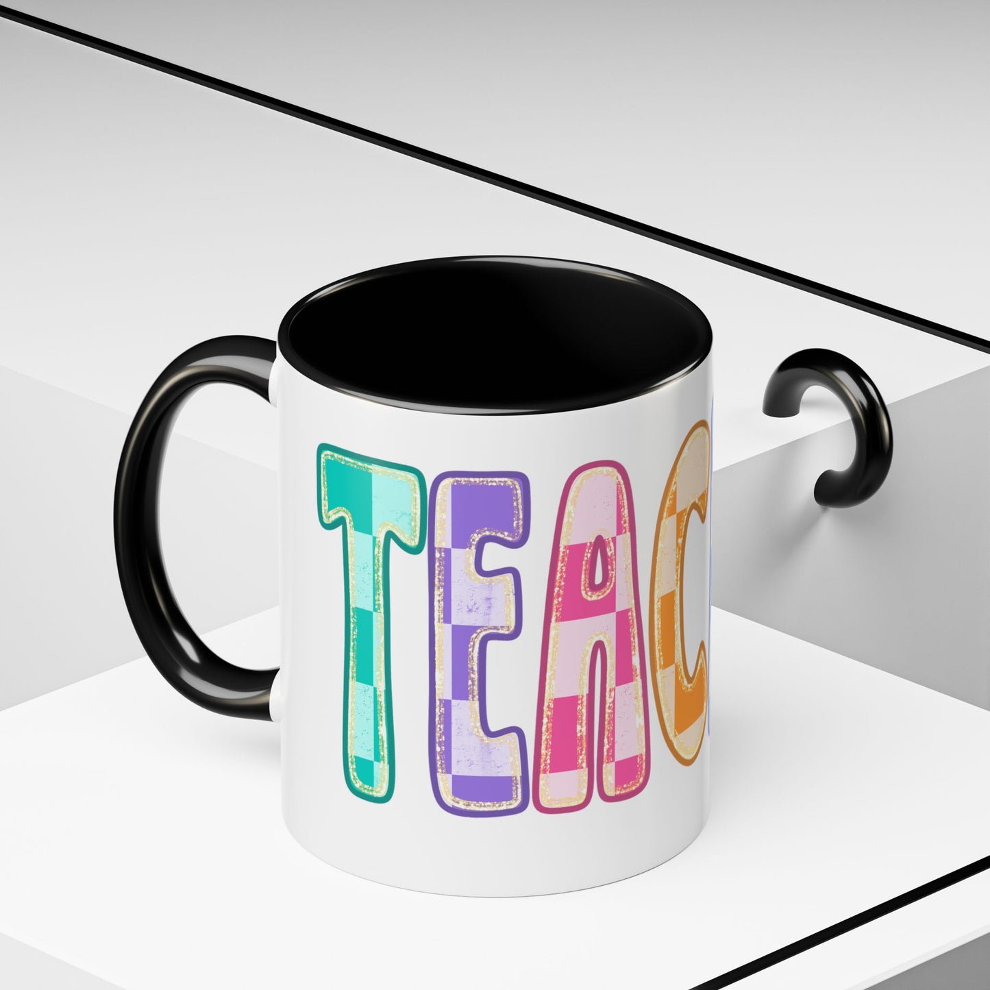 Teacher Rainbow Checker Accent Coffee Mug