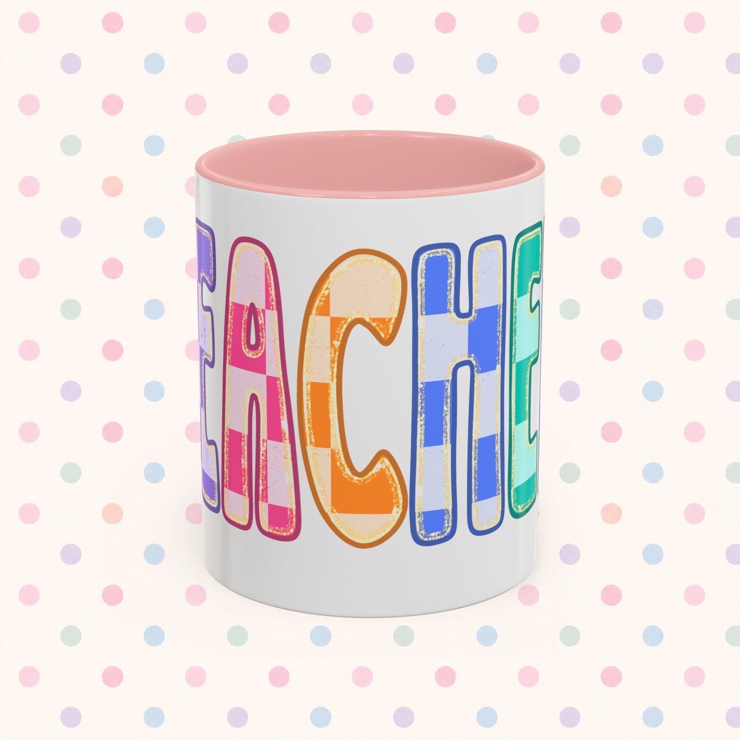 Teacher Rainbow Checker Accent Coffee Mug