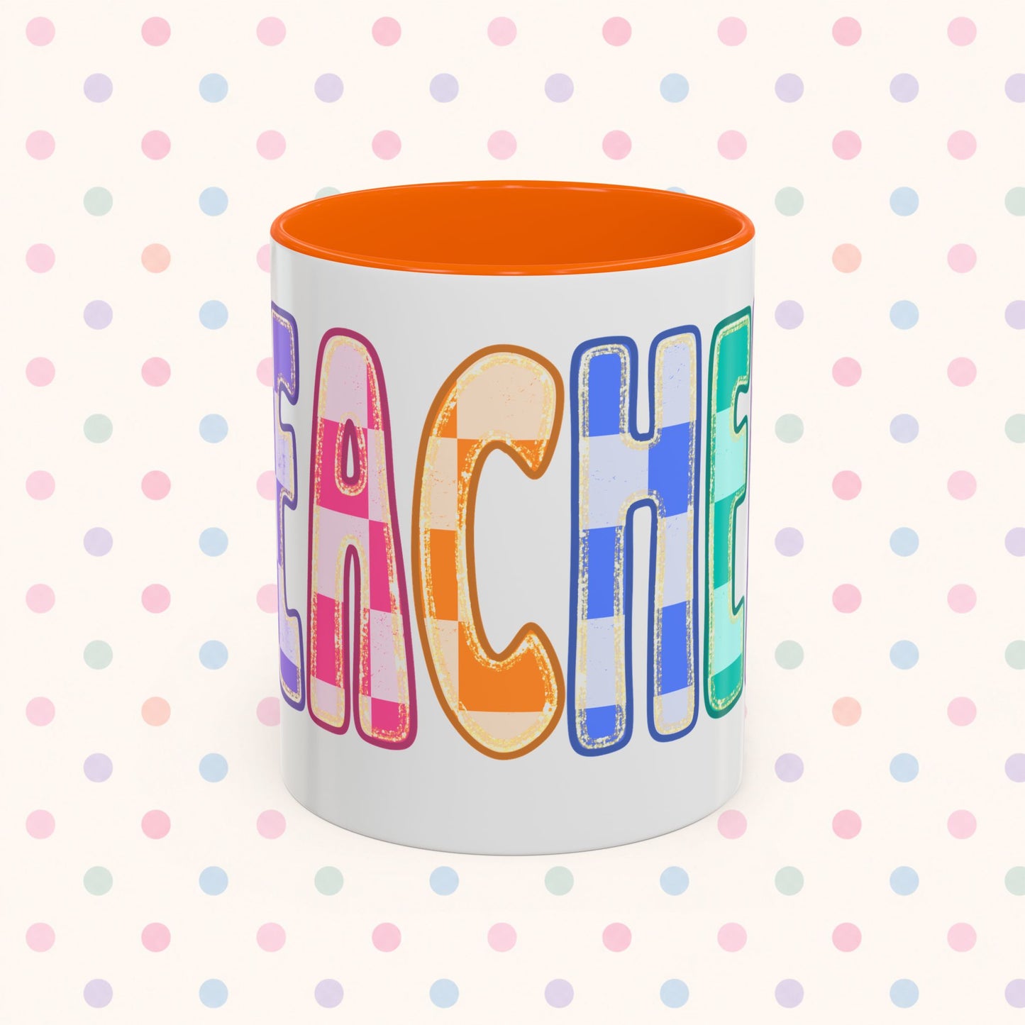 Teacher Rainbow Checker Accent Coffee Mug