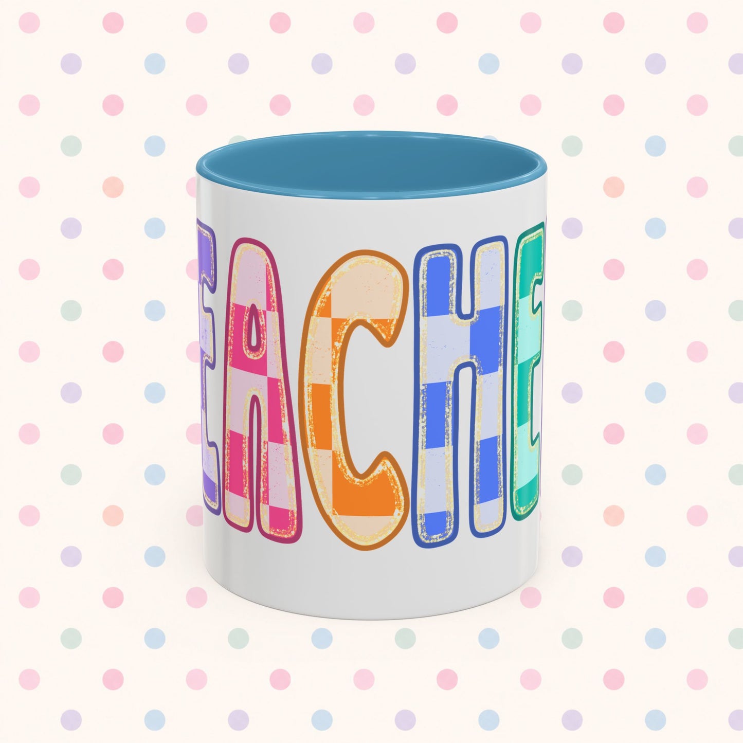 Teacher Rainbow Checker Accent Coffee Mug