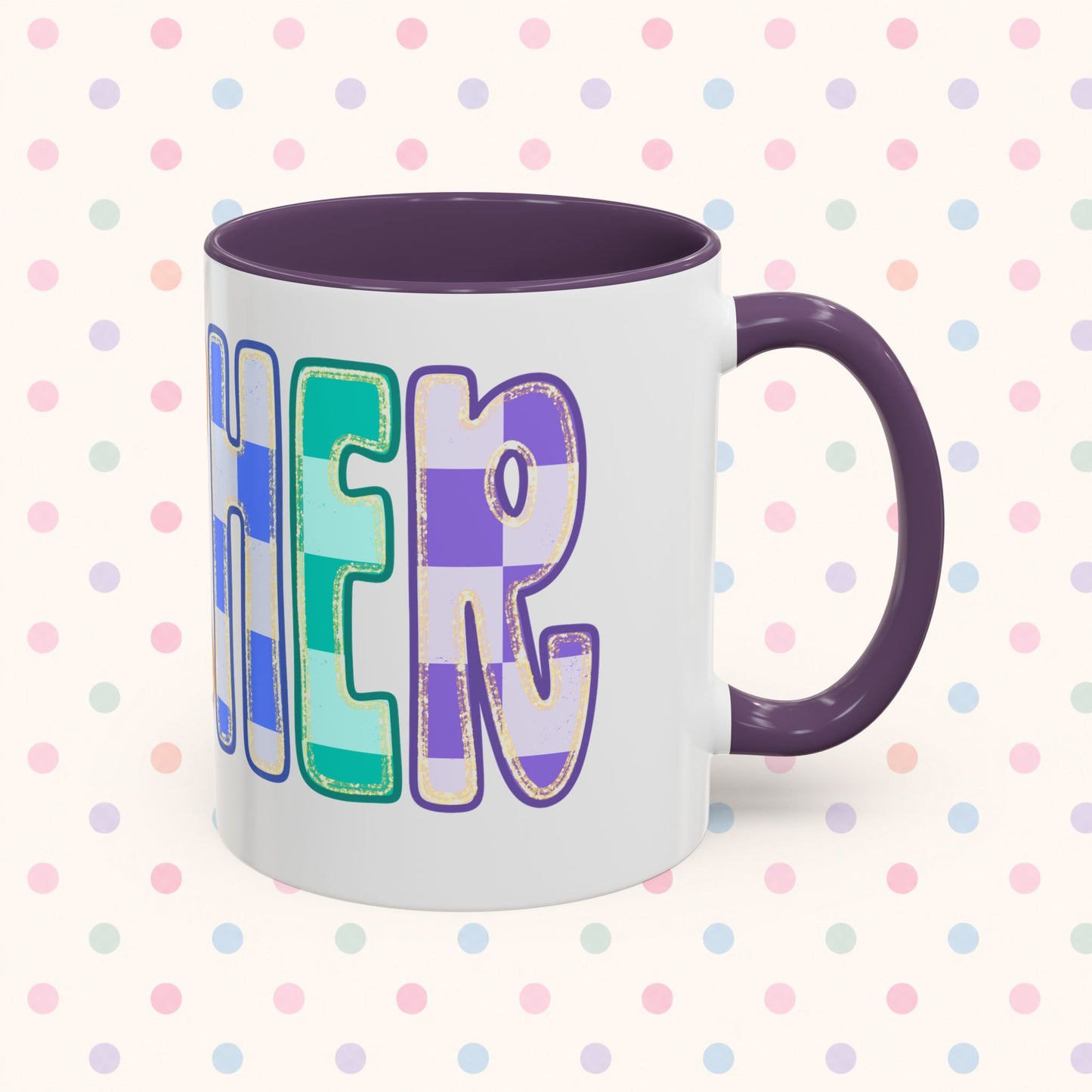 Teacher Rainbow Checker Accent Coffee Mug