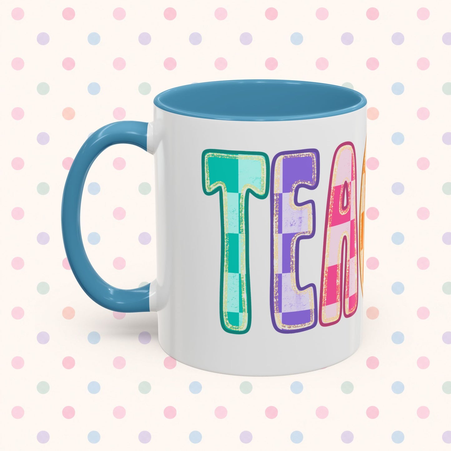 Teacher Rainbow Checker Accent Coffee Mug