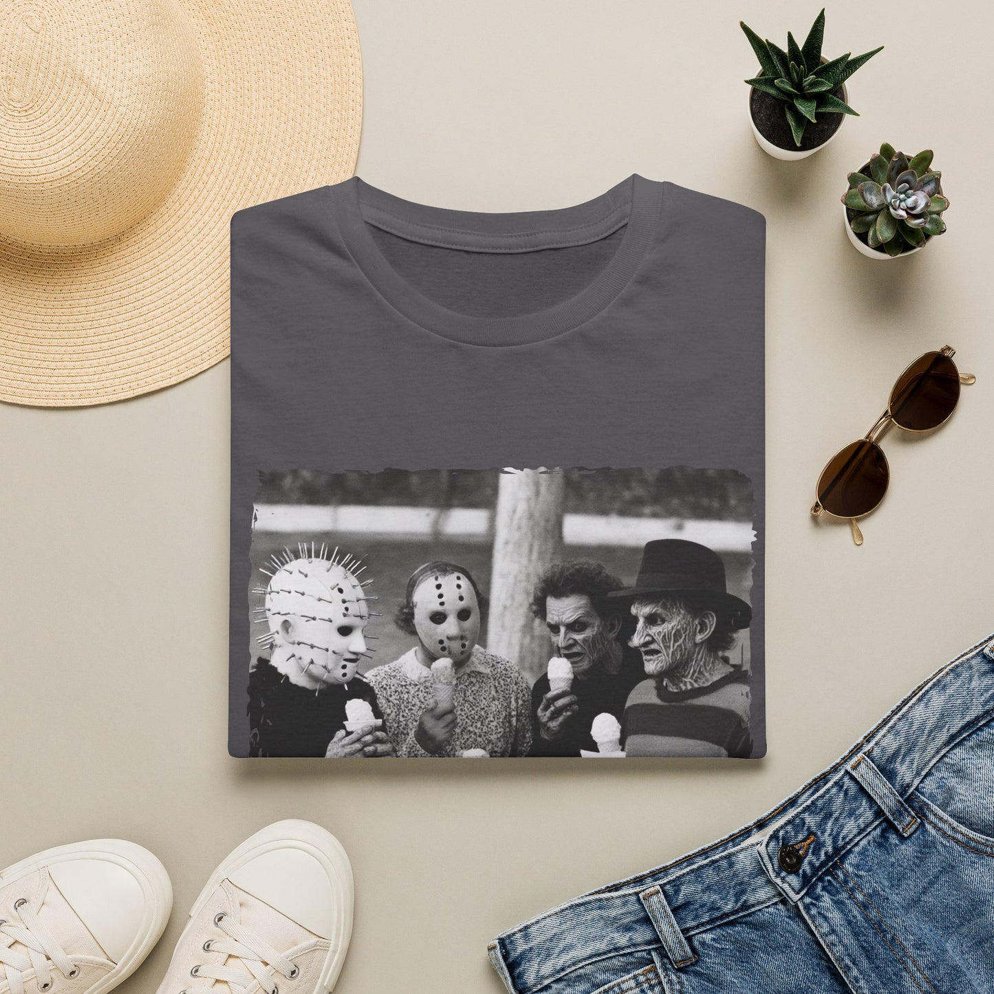 Horror Icons Ice Cream Summerween Photo T-Shirt