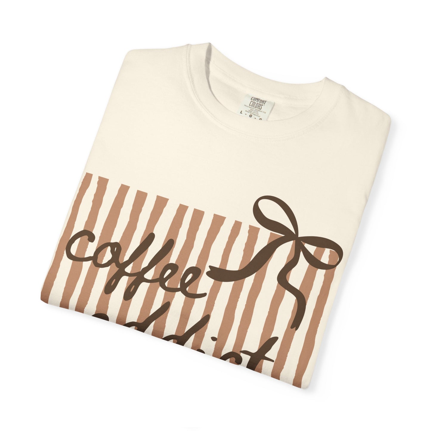 Coffee Addict T-Shirt — Striped Ribbon Coffee Lovers Tee
