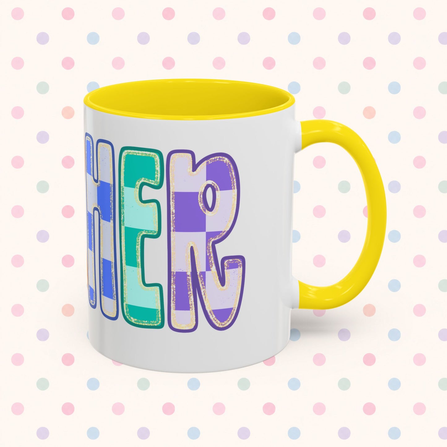 Teacher Rainbow Checker Accent Coffee Mug