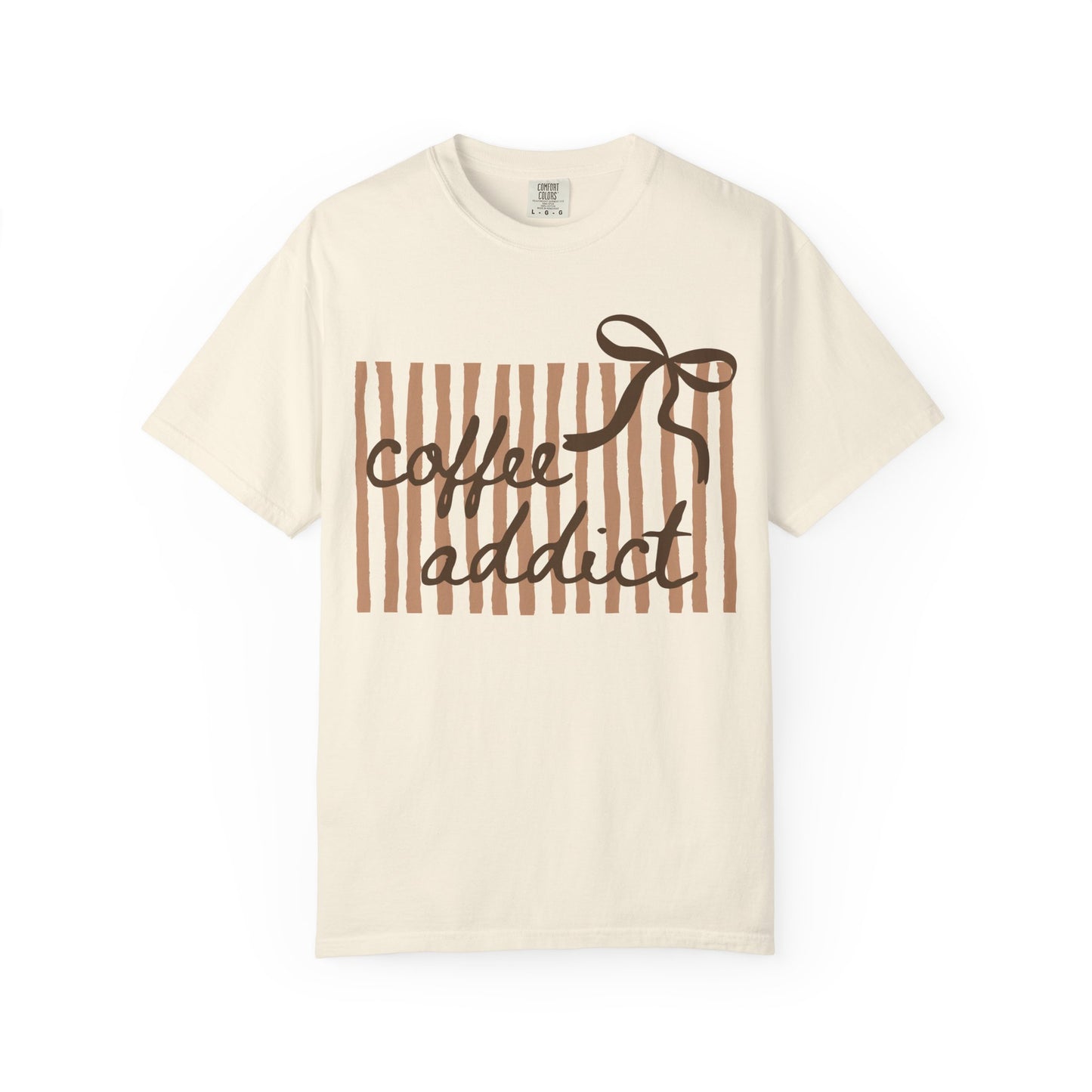Coffee Addict T-Shirt — Striped Ribbon Coffee Lovers Tee