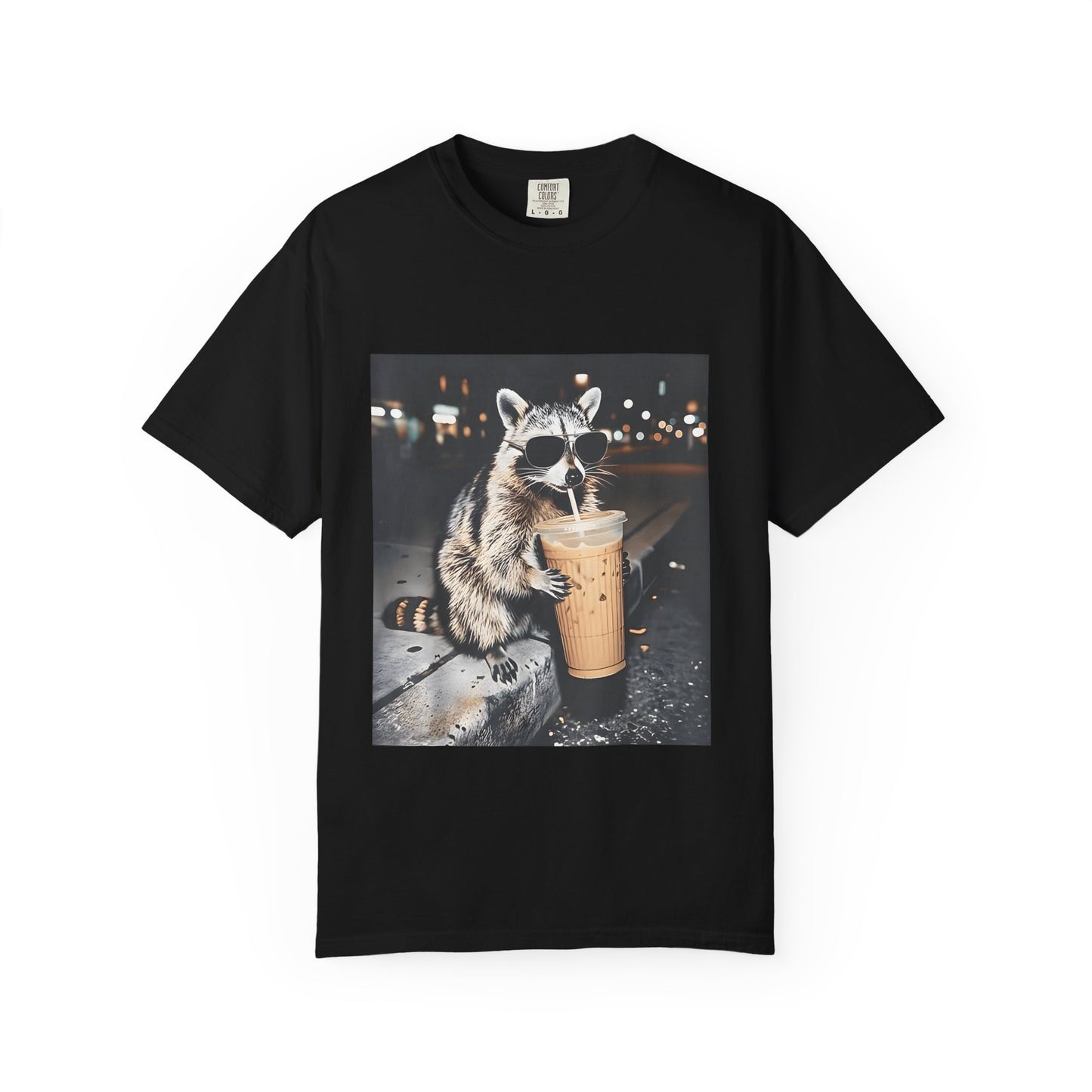 Raccoon Drinking Iced Coffee T-Shirt
