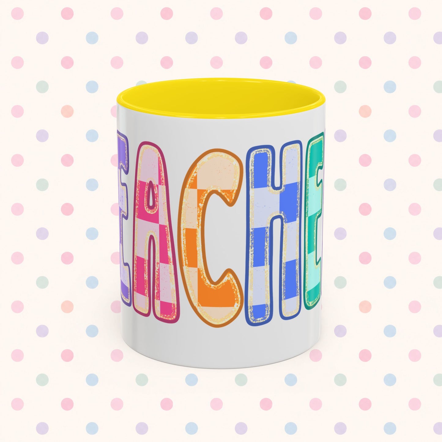 Teacher Rainbow Checker Accent Coffee Mug