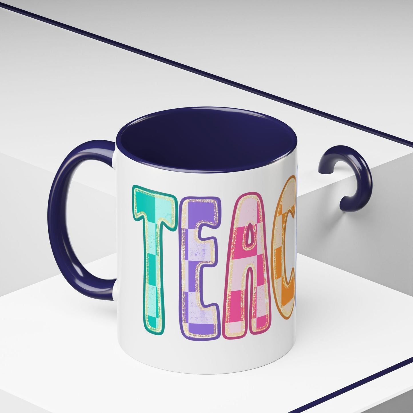 Teacher Rainbow Checker Accent Coffee Mug