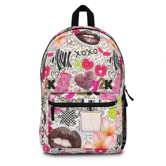 PinkY2K Leopard Pattern Backpack (with side pockets)