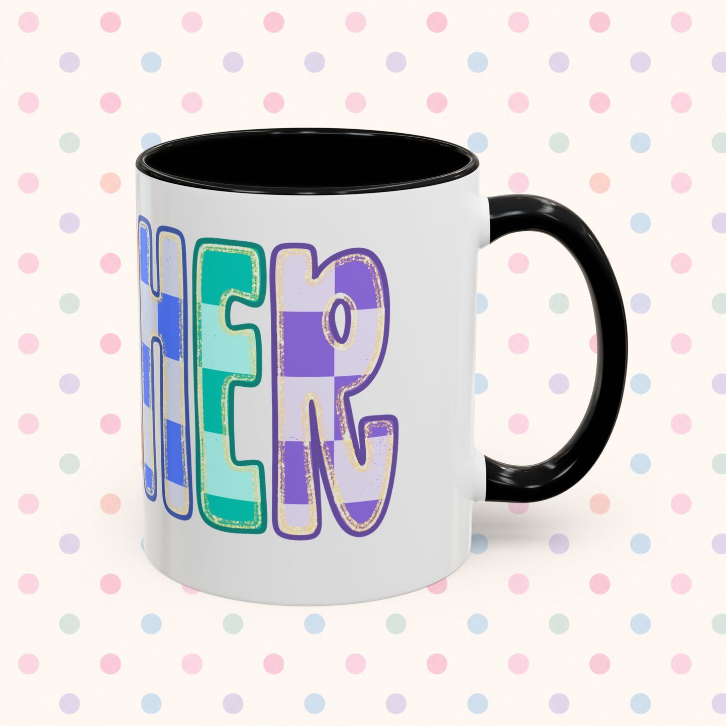 Teacher Rainbow Checker Accent Coffee Mug