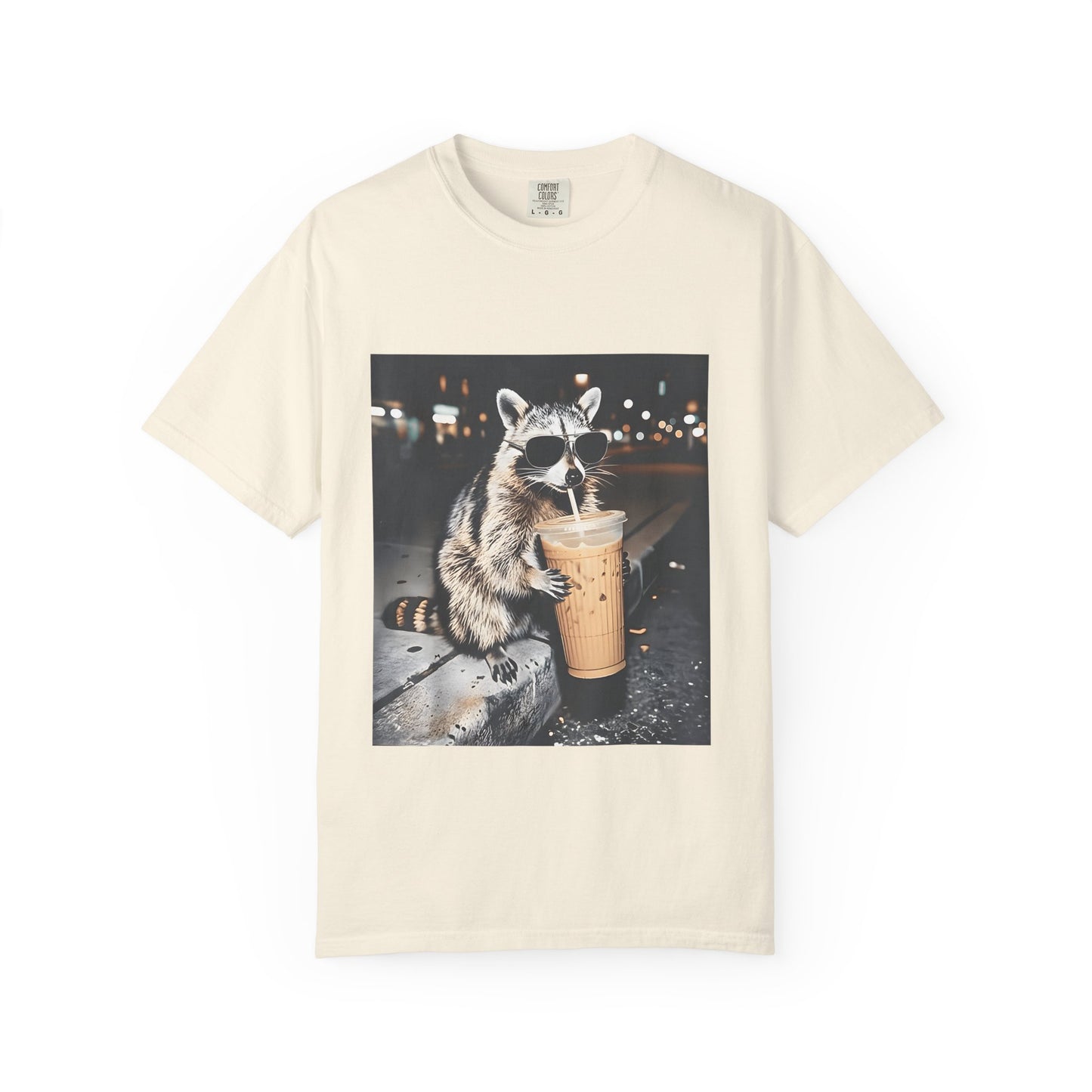 Raccoon Drinking Iced Coffee T-Shirt