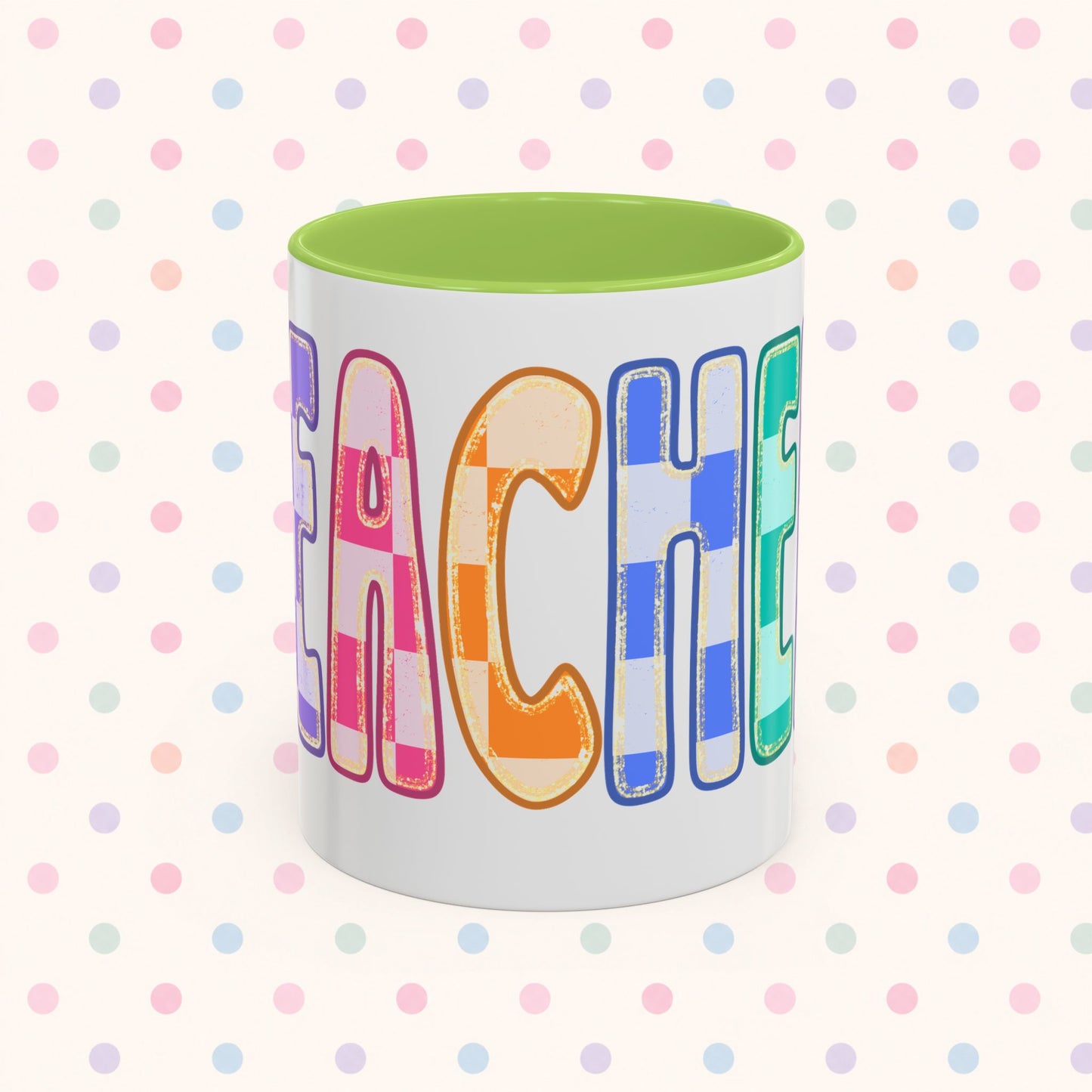 Teacher Rainbow Checker Accent Coffee Mug