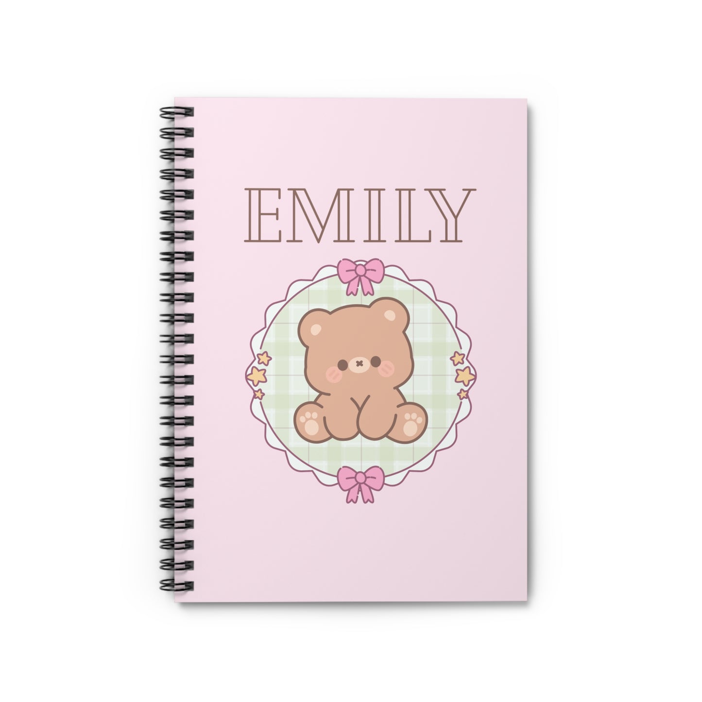 Personalized Pink Bear Spiral Notebook — Custom Name