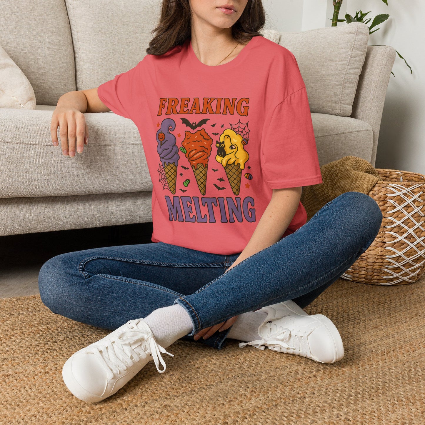 Halloween 'Freaking Melting' Ice Cream Tee — Spooky Cute Summerween Graphic T-Shirt