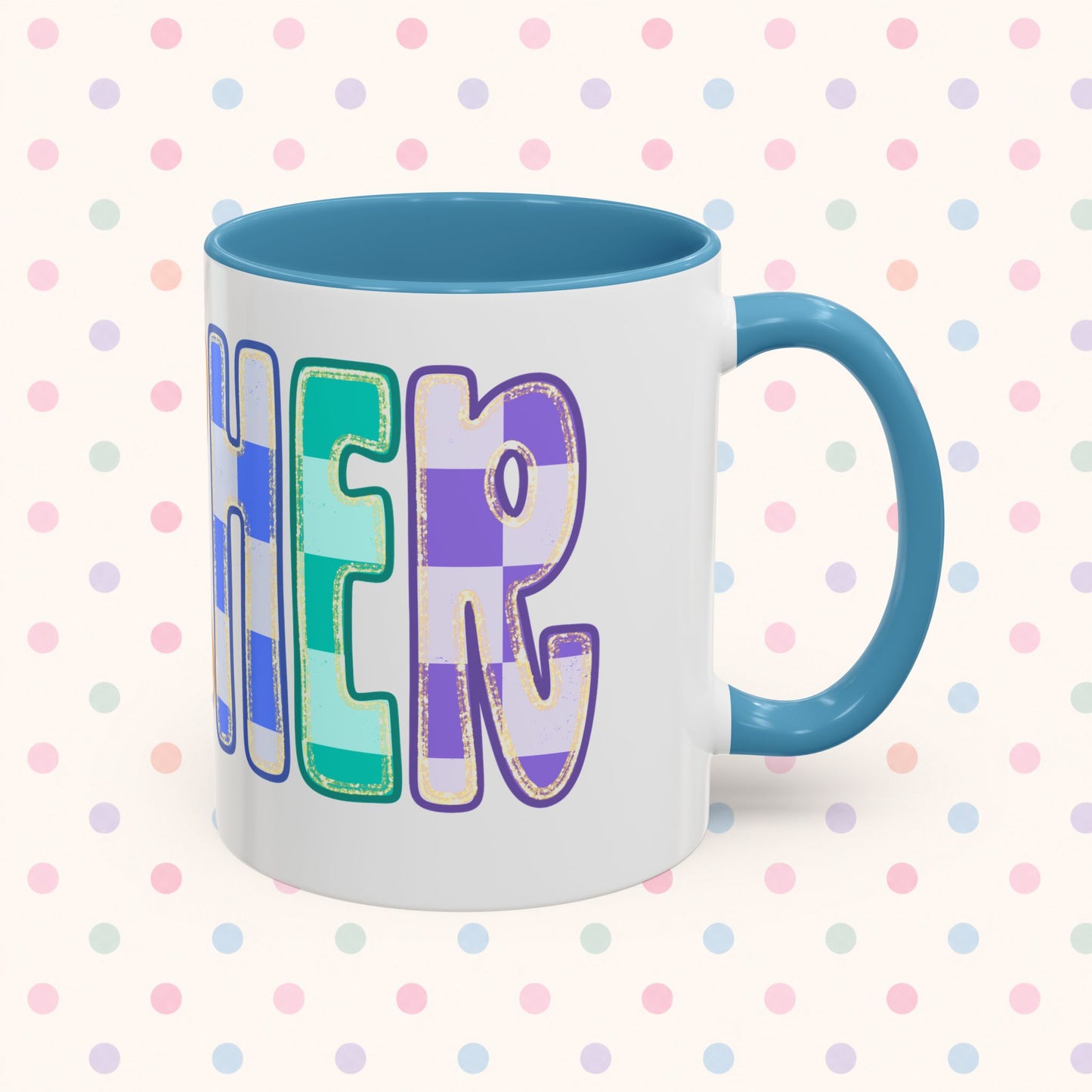 Teacher Rainbow Checker Accent Coffee Mug