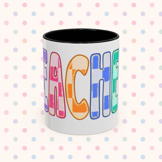 Teacher Rainbow Checker Accent Coffee Mug