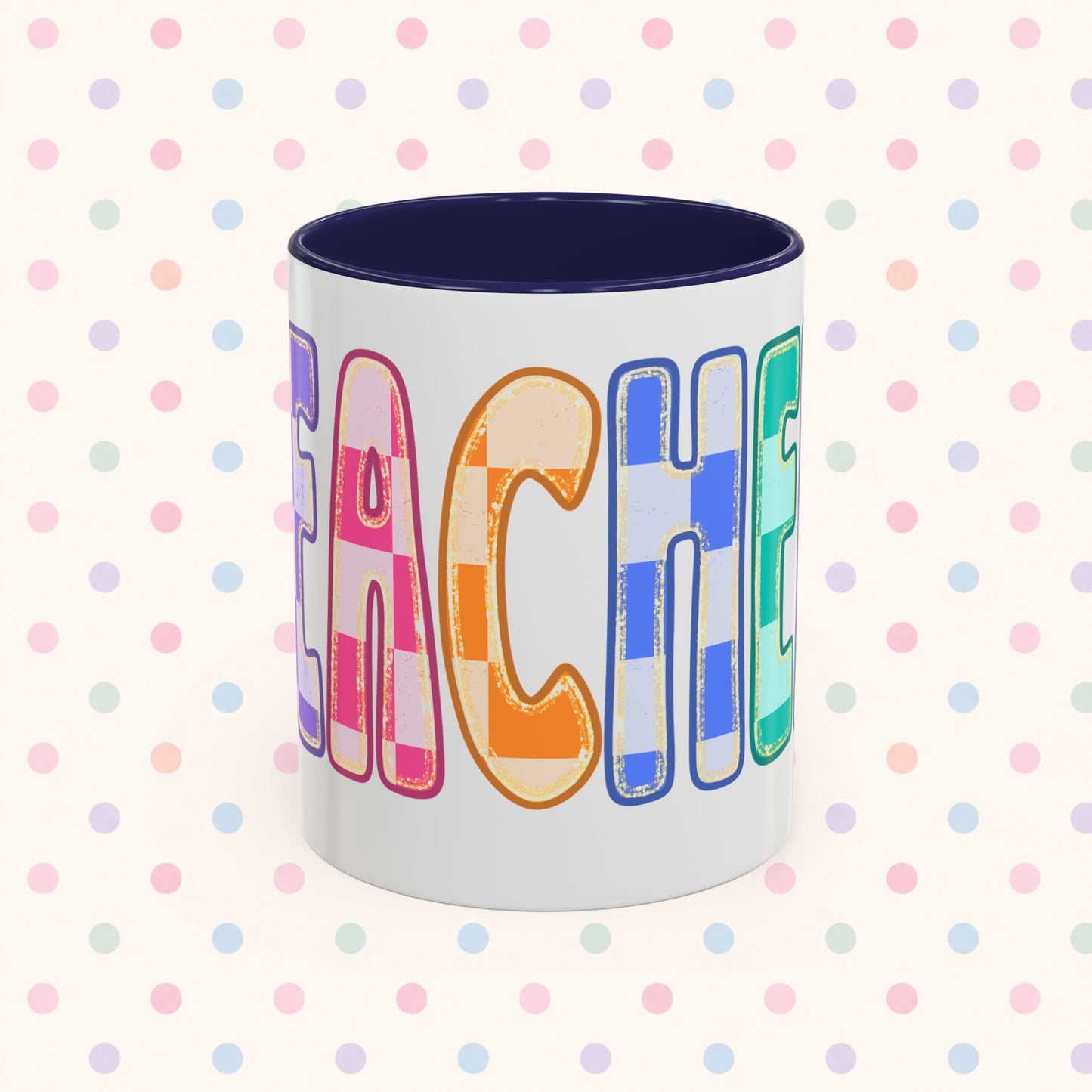 Teacher Rainbow Checker Accent Coffee Mug