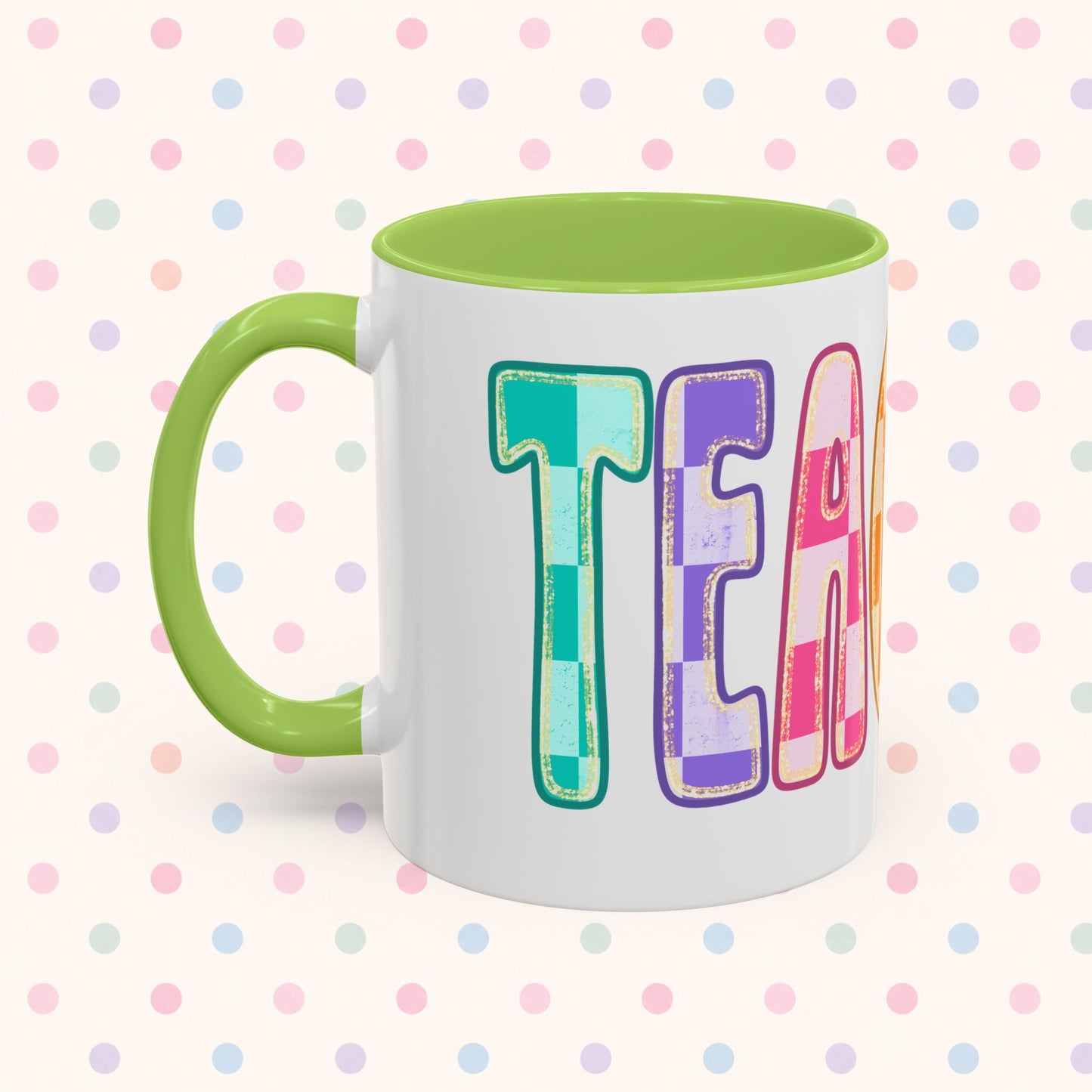 Teacher Rainbow Checker Accent Coffee Mug