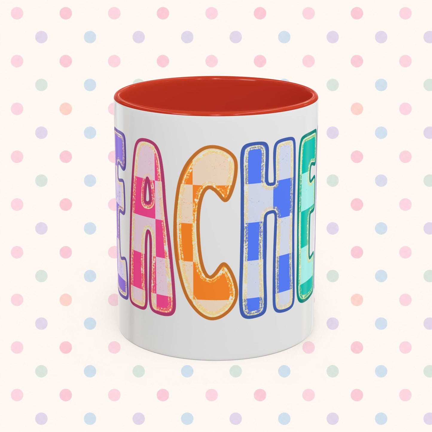 Teacher Rainbow Checker Accent Coffee Mug