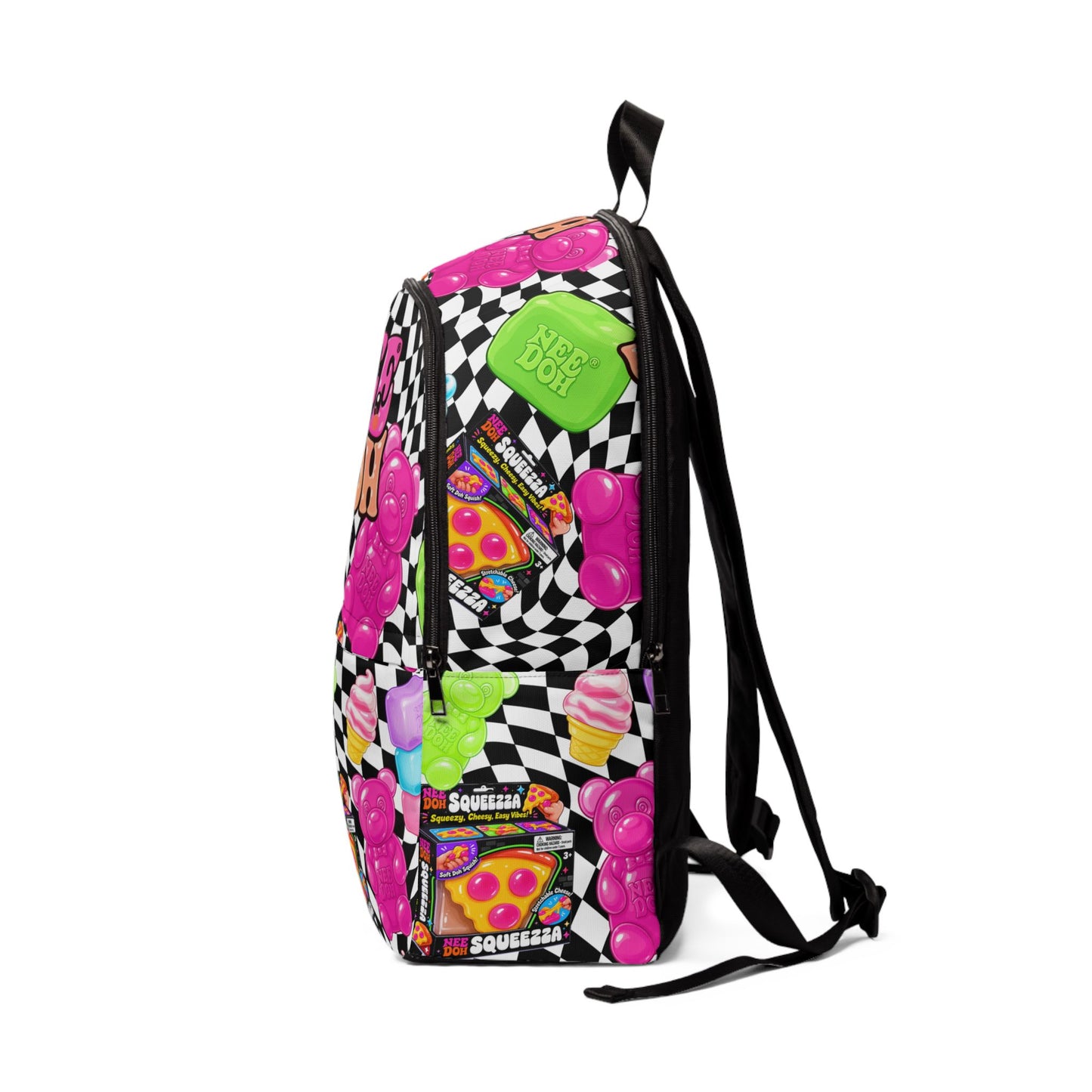 Needo  Pop Art Backpack | Checkerboard Squishies Pattern (no side pockets)
