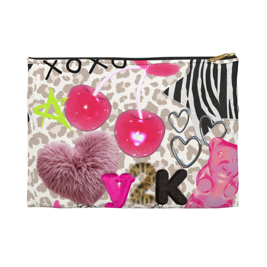 Y2K Collage Pencil Pouch | Cherry Hearts Zebra Leopard