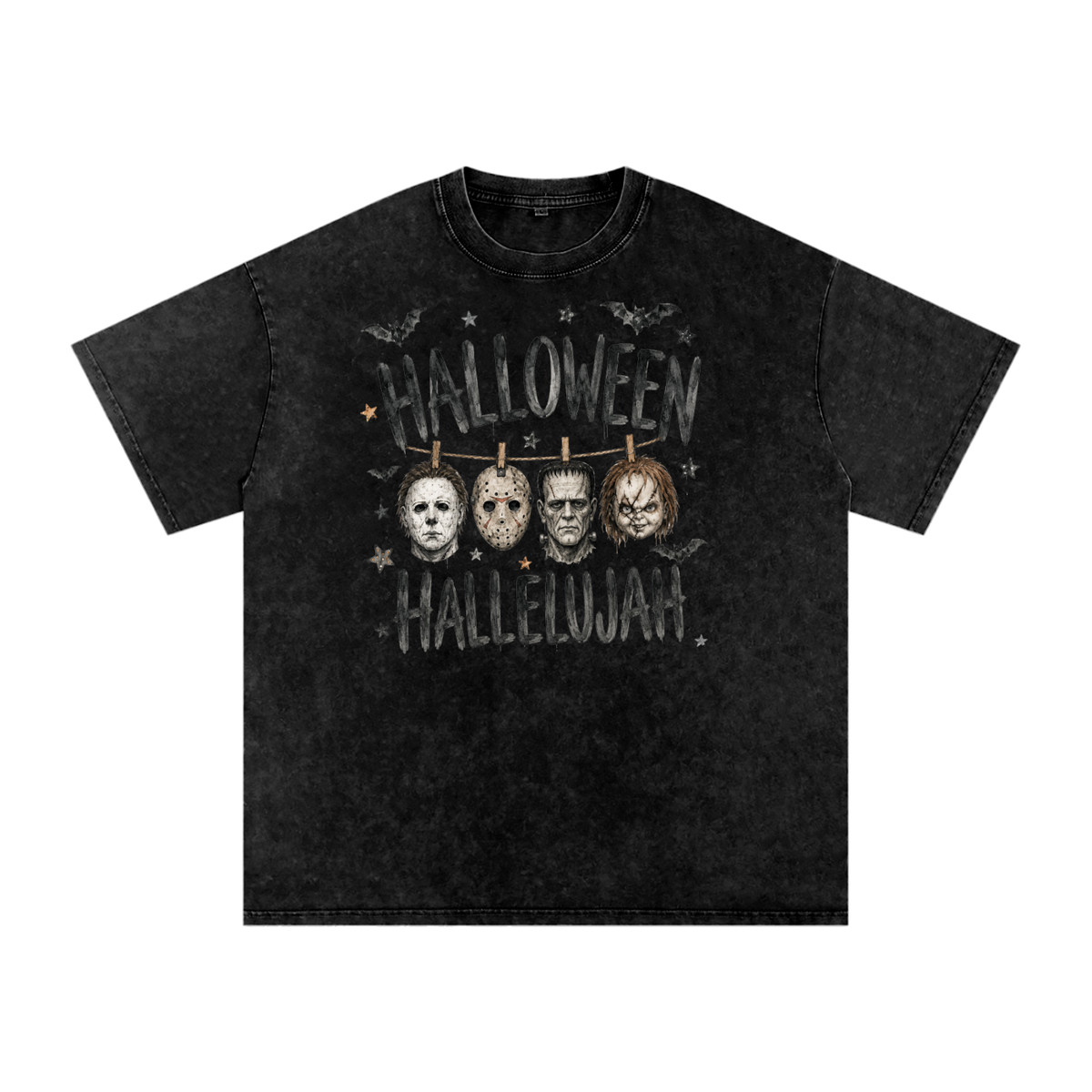 Black Acid Wash Halloween Hallelujah T-Shirt