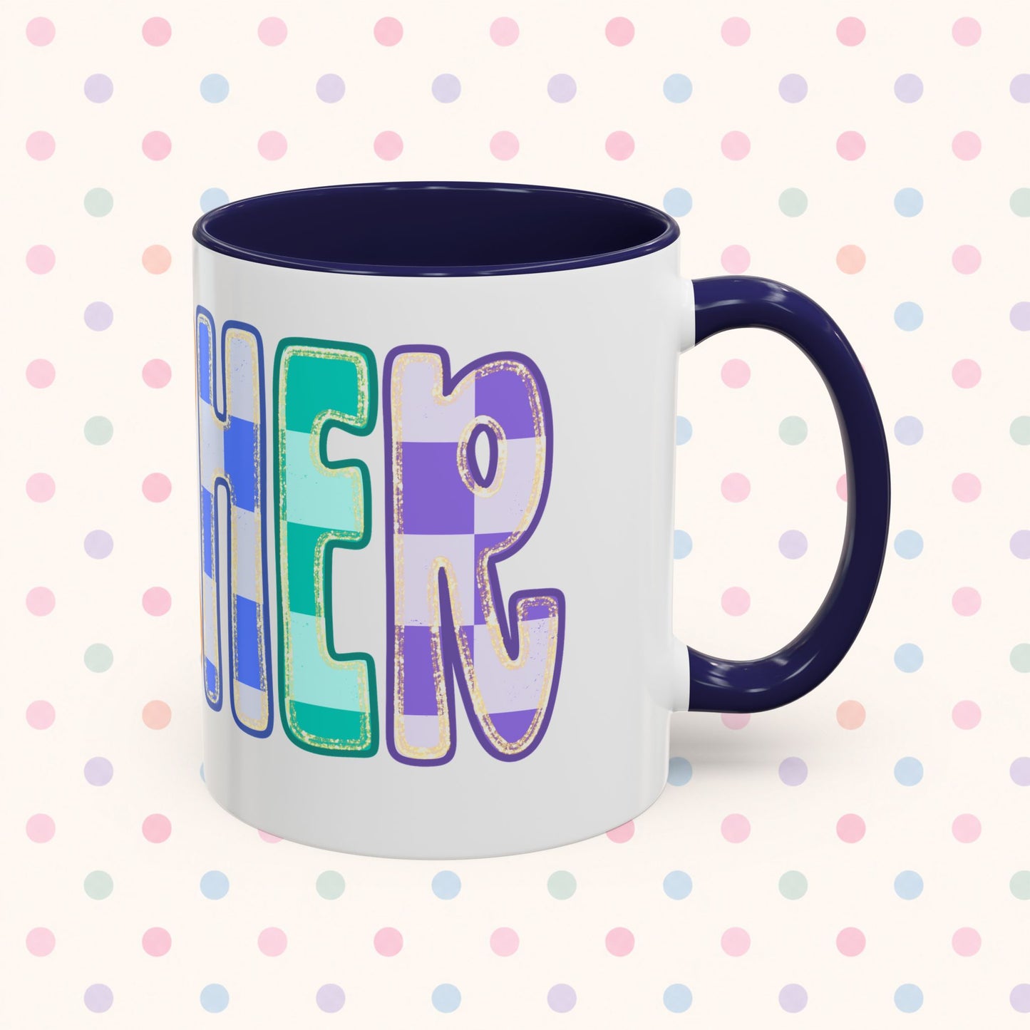 Teacher Rainbow Checker Accent Coffee Mug