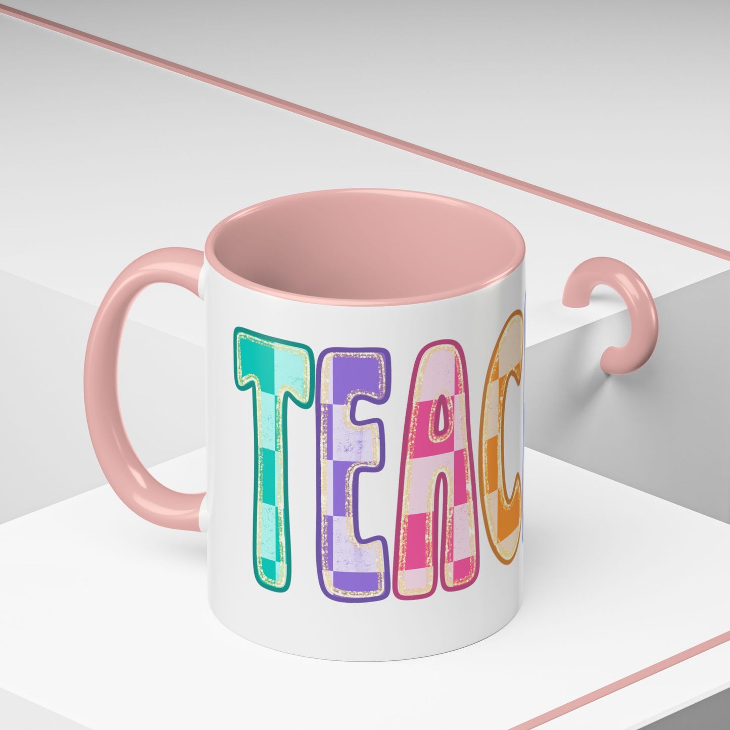 Teacher Rainbow Checker Accent Coffee Mug