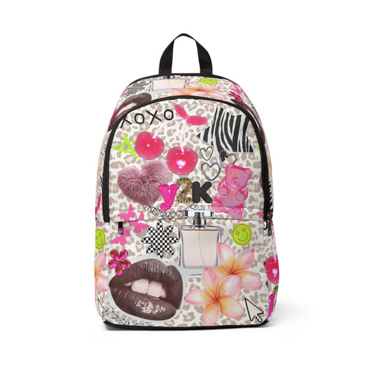 Cherry Crush Backpack, Y2K Aesthetic Backpack, Coquette School Bag, Cute Leopard Print Bookbag, Trendy Pink Backpack