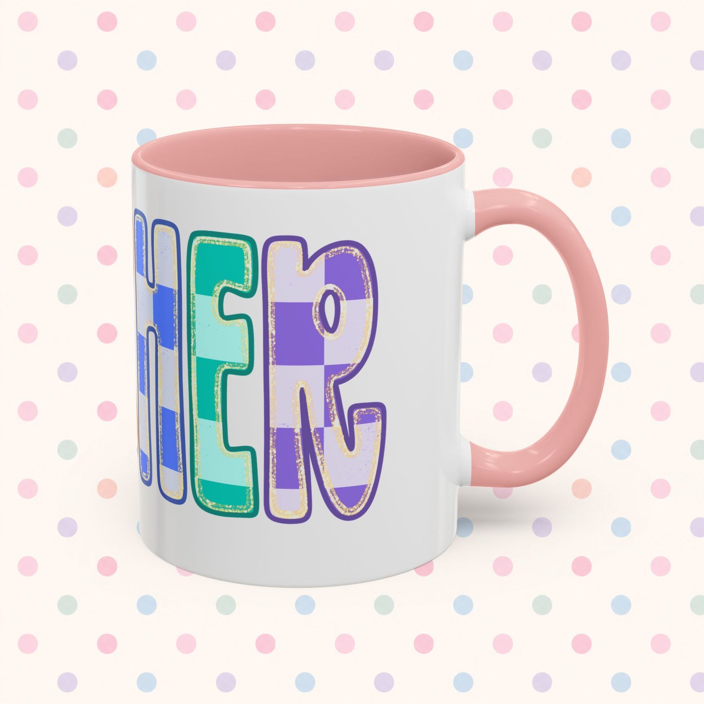 Teacher Rainbow Checker Accent Coffee Mug