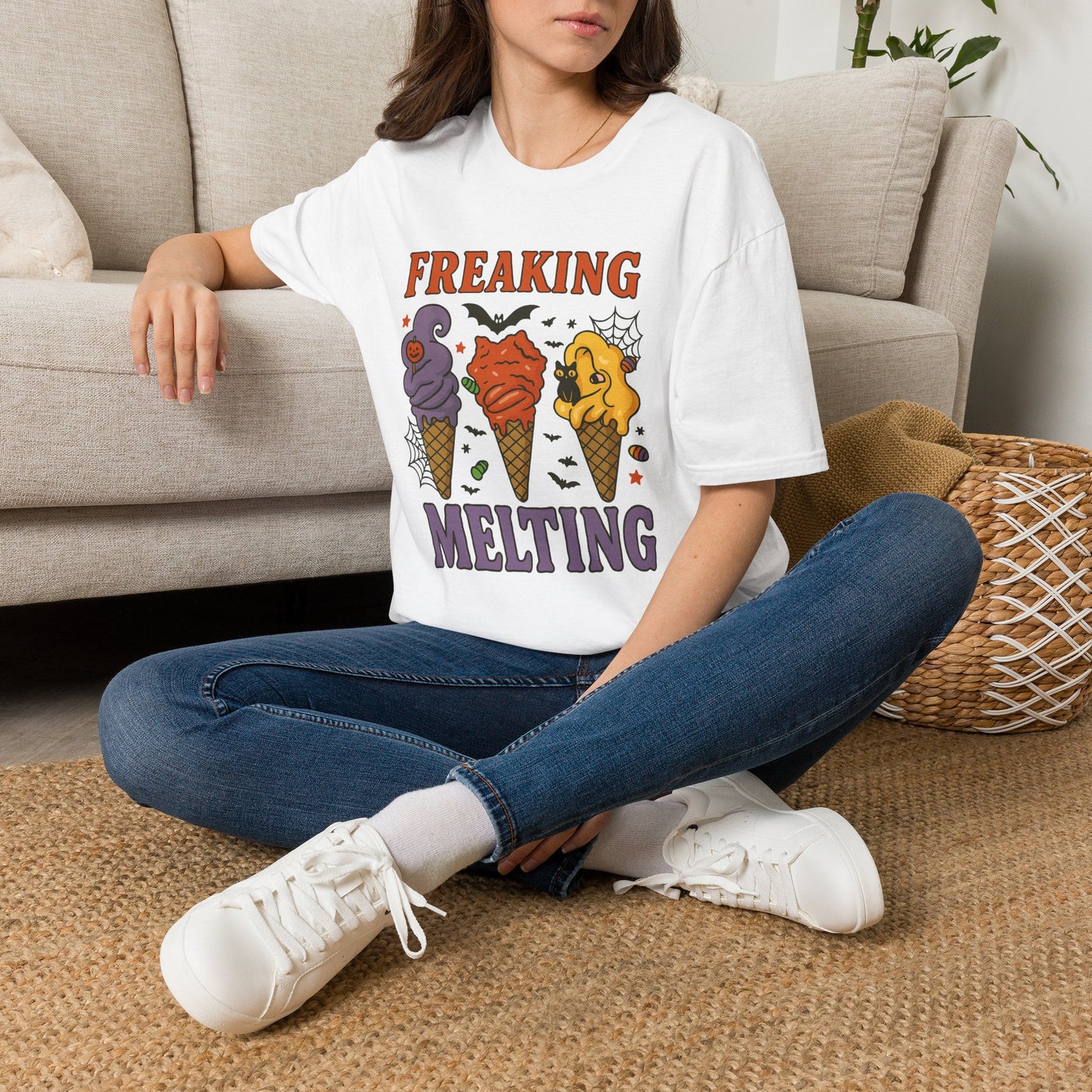 Halloween 'Freaking Melting' Ice Cream Tee — Spooky Cute Summerween Graphic T-Shirt