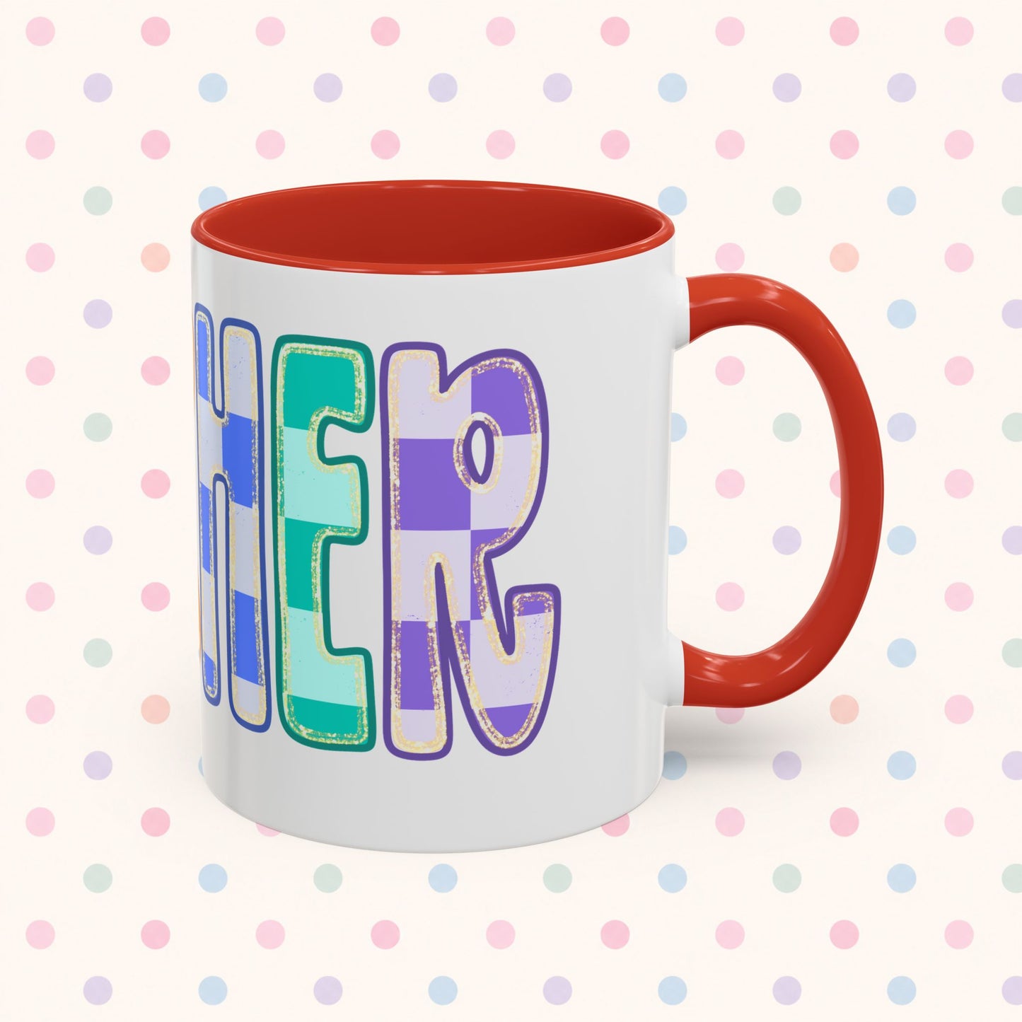 Teacher Rainbow Checker Accent Coffee Mug