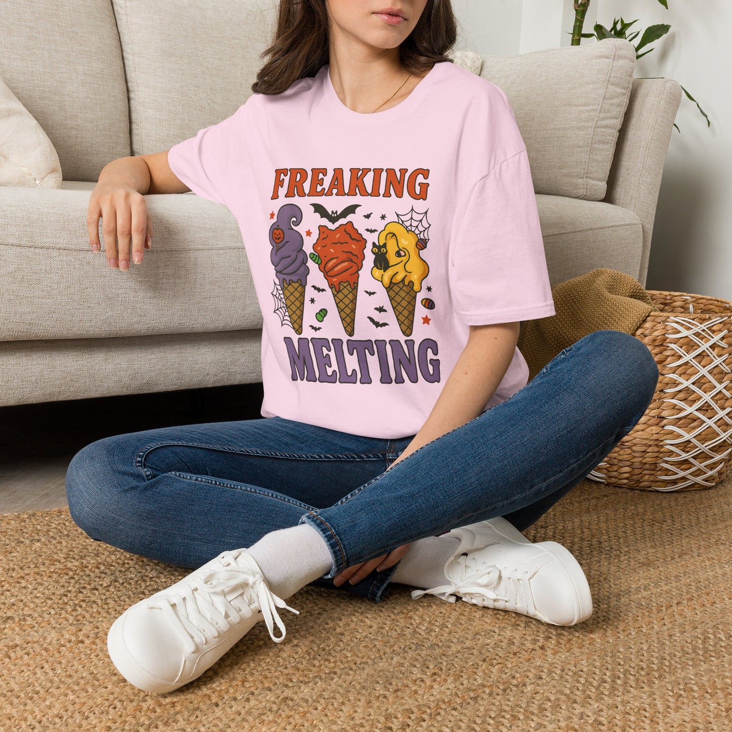 Halloween 'Freaking Melting' Ice Cream Tee — Spooky Cute Summerween Graphic T-Shirt